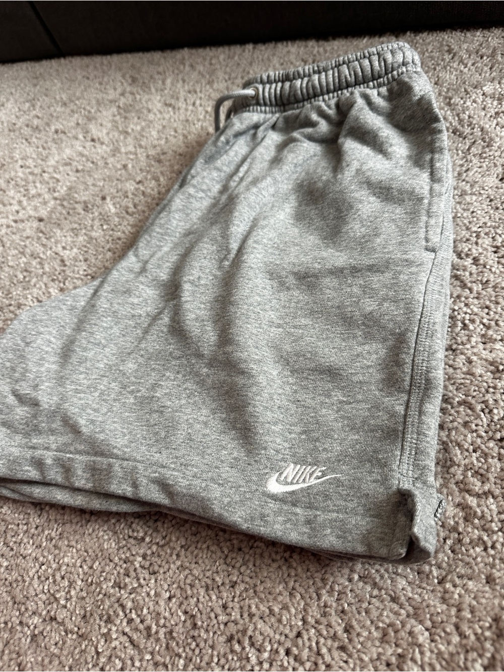 Nike Gray Men’s Athletic Fleece Shorts with Embroidered Logo